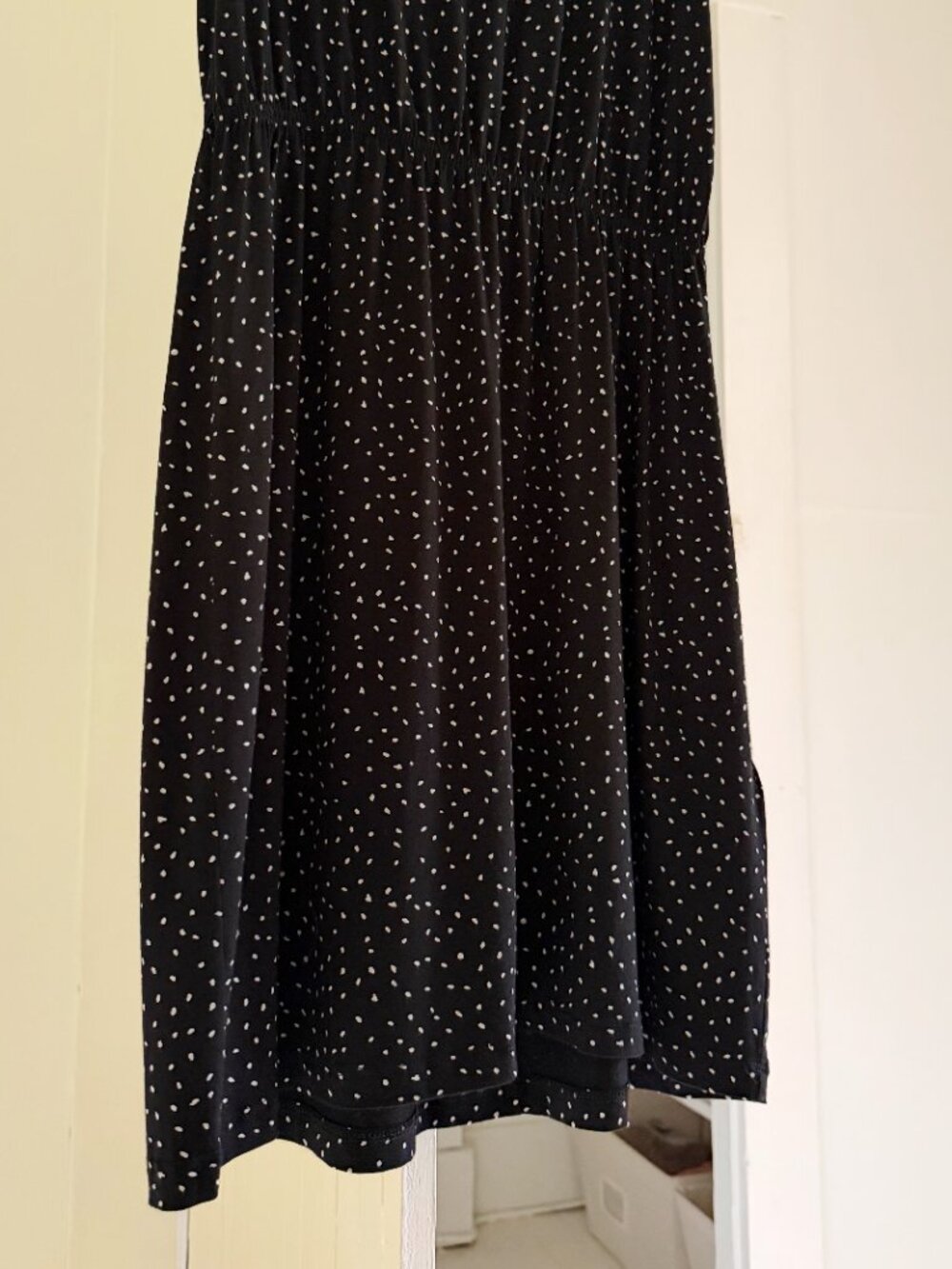 H&M Dot Print Blouson Waist Mini Dress Black/White Size XS - Picture 8 of 9